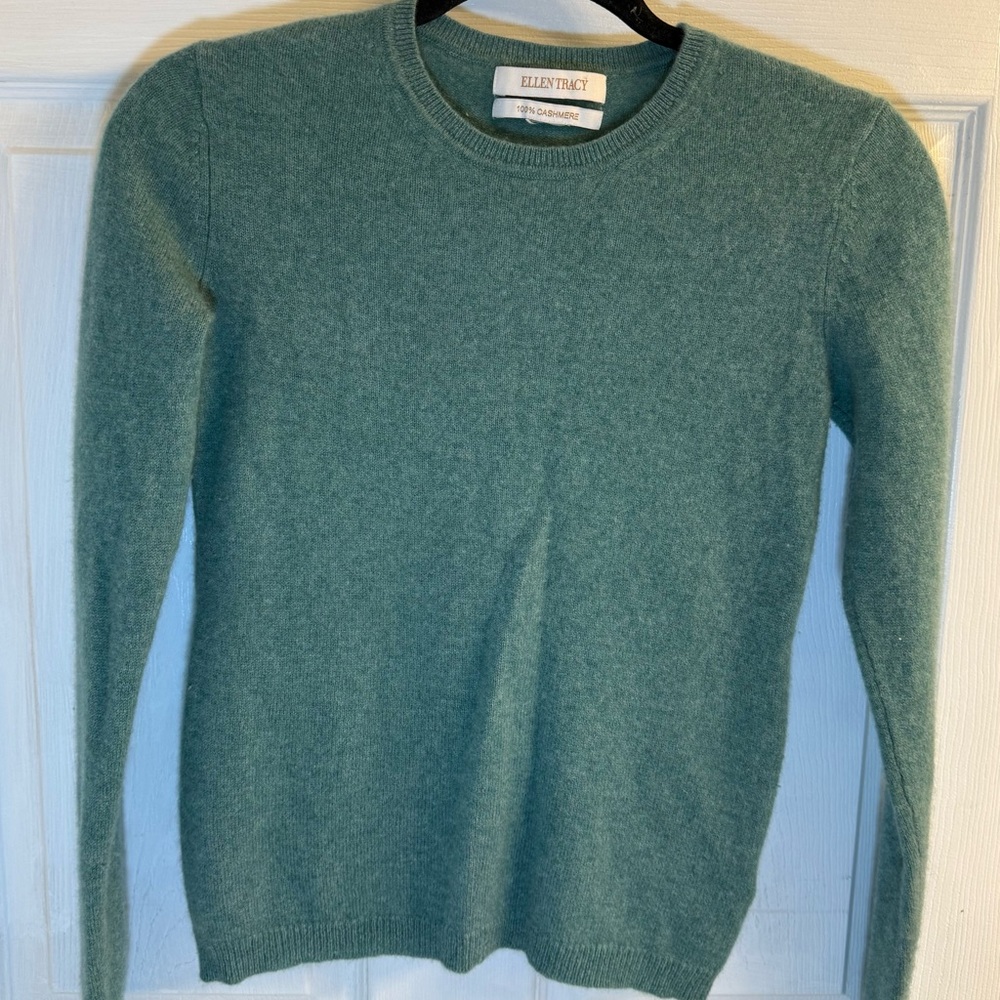 Ellen Tracy Teal Cashmere Pullover